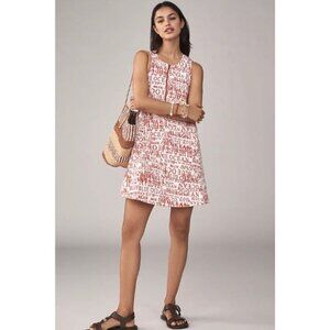 NWT Anthropologie The Keiko Mini Dress by Maeve: Front Zip Edition - Red